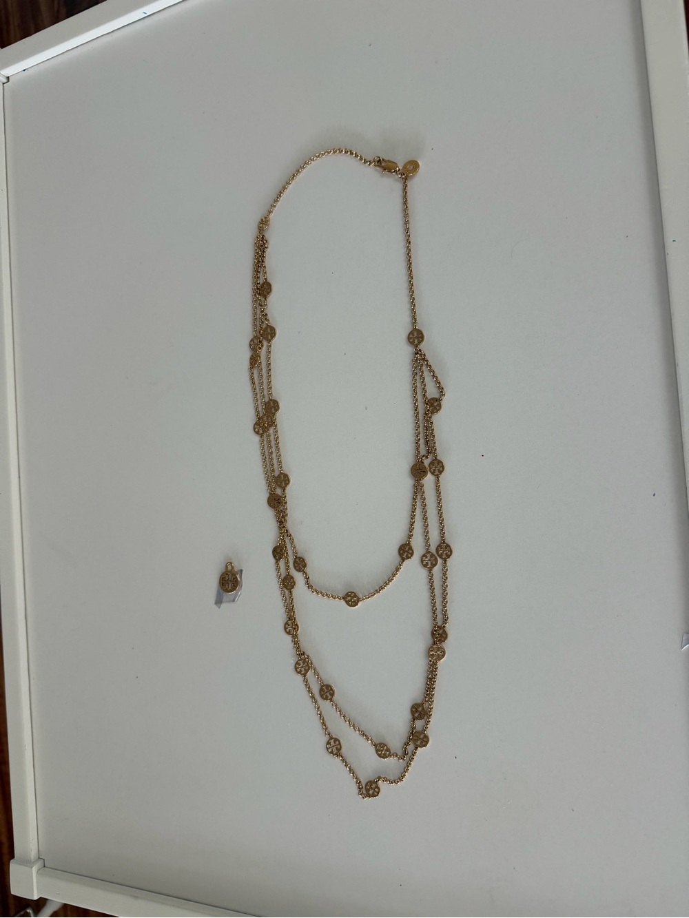 Tory Burch Gold Layered Floral Medallion Necklace